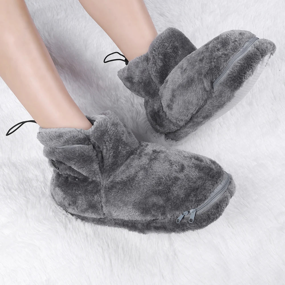 USB Heater Shoes Men Women Winter Warm Snow Boots Foot Warmer Plush Heating Rechargeable Slippers Electric Heated Shoes Feetwear