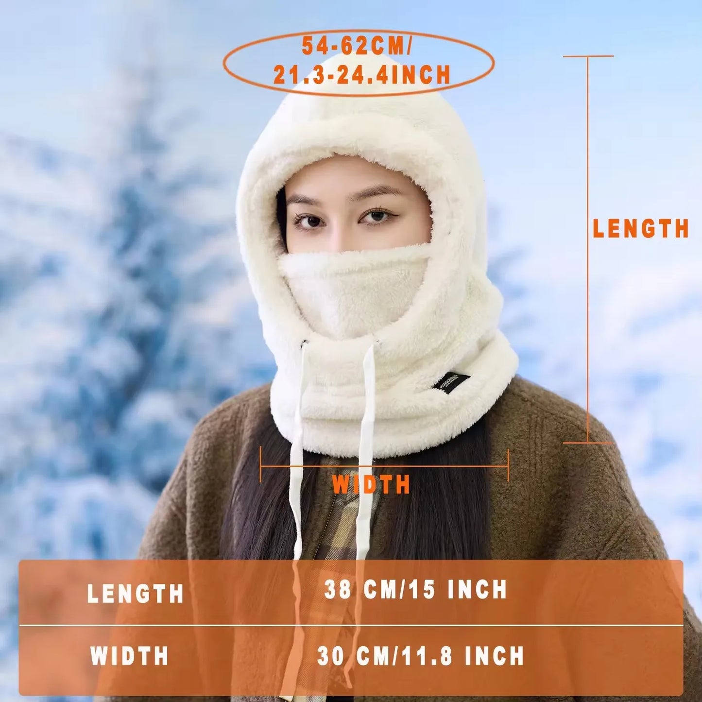 Warm Thermal Windproof Balaclava Ski Hood Motorcycle Face Cover Polar Fleece Adjustable Cycling Neck Cover Full Face Mask Winter