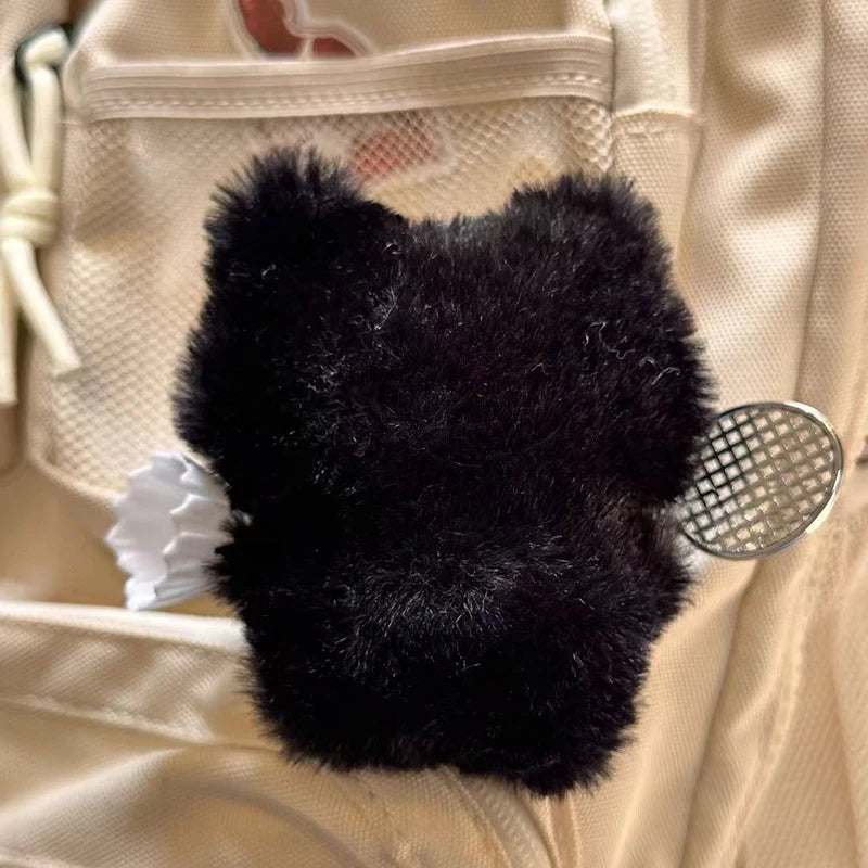 Cute Black Cat Plush Pendant Keychain Pilot Little Black Cat Hanging Backpack Keychain Creative Cat Plush Phone Keychain Gift