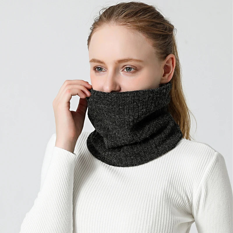 Solid Thick Warm Ring Scarf Fashion Winter Striped Warm Women Men Outdoor Full Mask Scarves With Plush Snood Unisex Muffler
