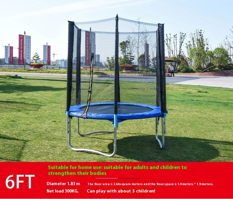 Outdoor Large Folding Trampoline with Safety Net Adult Coil Spring Bed Commercial Children Trampoline
