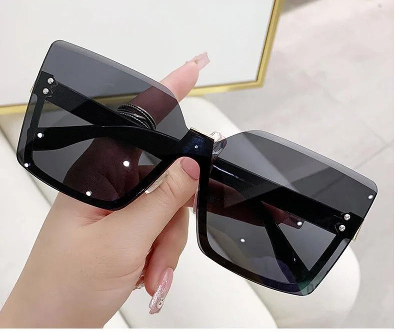 New European And American Style Half-frame Metal Sunglasses Fashion Slim Women's Sunglasses Anti-uv Glasses
