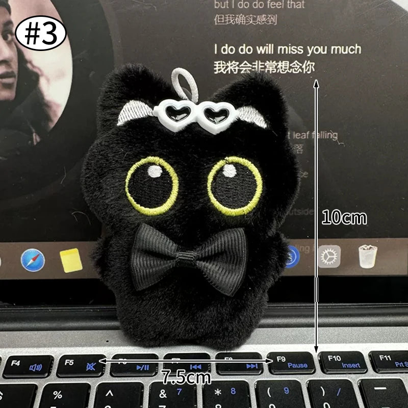 Cute Black Cat Plush Pendant Keychain Pilot Little Black Cat Hanging Backpack Keychain Creative Cat Plush Phone Keychain Gift