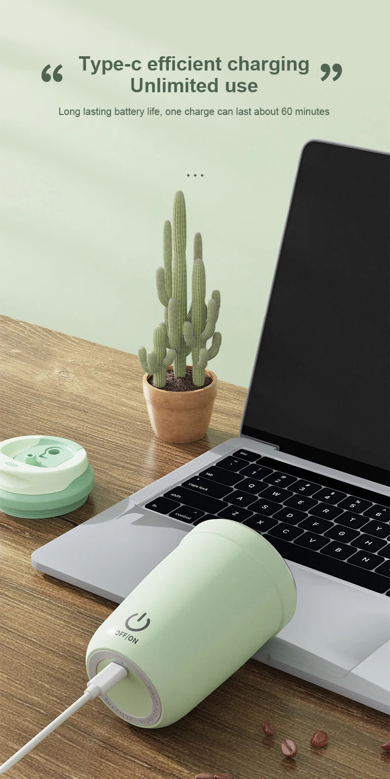 Mini Electric Coffee Self Mixing Mug Waterproof Food Safe Coffee Mug USB Rechargeable Automatic Magnetic Cup For Tea 380ML
