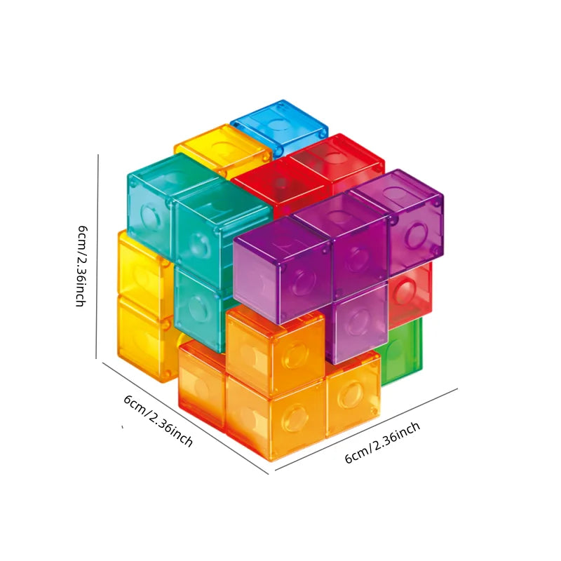 Magnetic Building Blocks 3D Puzzle Cubes Multi Shapes Magnetics Blocks with 54 Guide Cards Educational Stress Relief Fidget Toys