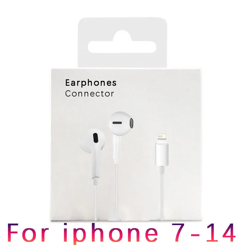 Type c Wired Earphones Cable Earbuds for Apple Lightning Headphones for Iphone 5 6 8 7 Plus X XS MAX XR 10 11 12 13 14 Pro 15 16