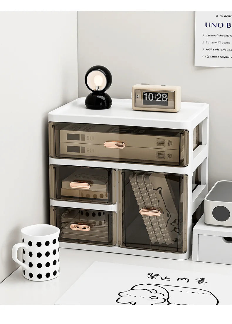 Desktop Large Capacity Storage Box Makeup Table Skincare Organizer Multi-Layer Drawer Storage Box for Students