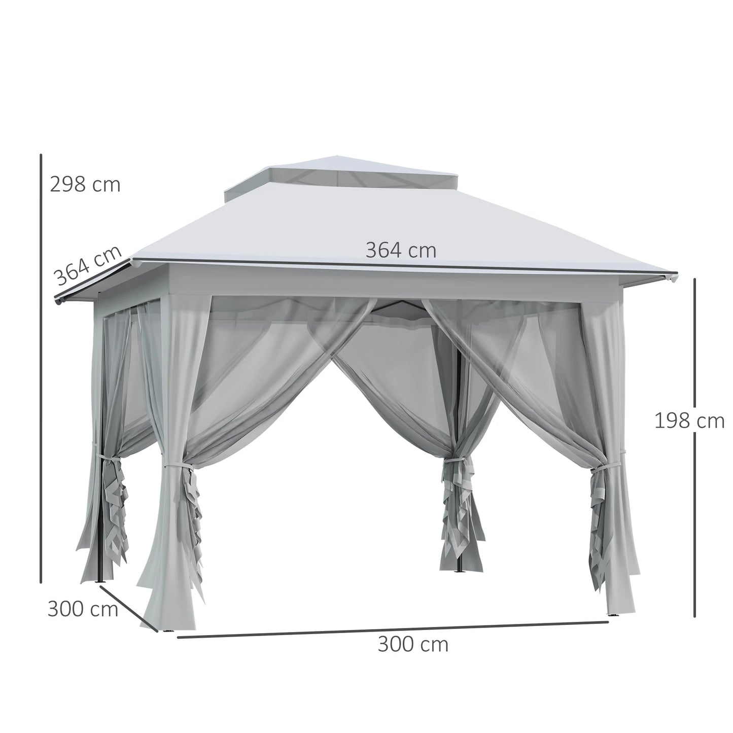 Outsunny 3.6 x 3.6 m Pop up Gazebo with Netting and Wheeled Carry Bag, UPF50+ Height Party Tent Instant Canopy Sun Shade Shelter