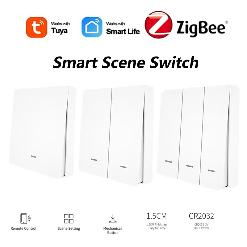 4/3/2/1Gang Tuya Zigbee 3.0 Smart Scene Button Switch Smart Home Wireless Push Remote Controller Battery Powered Devices Linkage