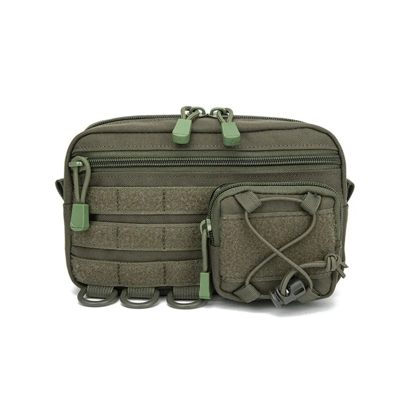 Tactical Molle Horizontal Admin Pouch with Front Drawstring Pocket EMT Pouch EDC Utility Orgaznier Bag Hunting Fanny Pack