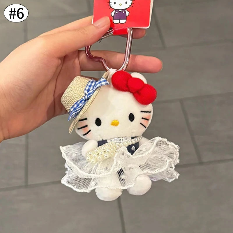 Kawaii Hello Kitty Keychain Cute Cartoon Bag Pendant Plush Doll Charms Car Key Ring Backpack Accessories Women Girl Gifts