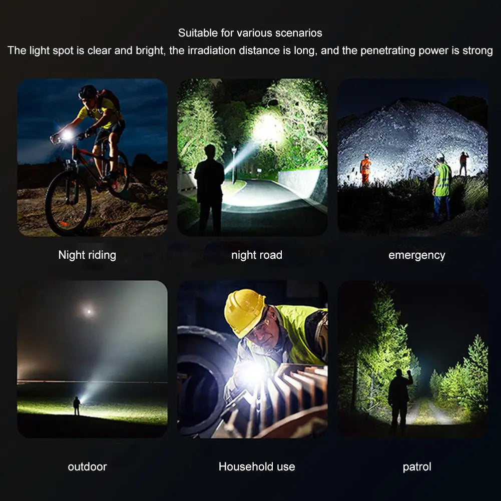 LED Flashlight Super Bright Rechargeable Portable Ultra Power Torch Lamp Retractable Digital Zoom Hand Light For Camping Ou K5Y6