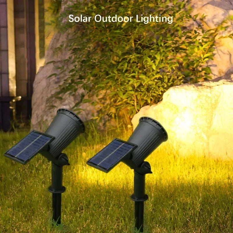 9 LED Solar Spot Lights Outdoor RGB Solar Landscape Lights IP65 Waterproof Brightness Adjustable for Garden Yard Palm Trees