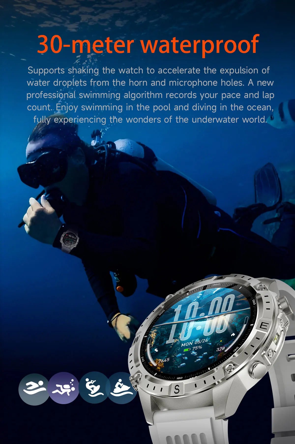 New Outdoor GPS Offline Map Smart Watch Men 3ATM Waterproof 170+ Sports LED Compass Altimeter AMOLED Bluetooth Call Smartwatch