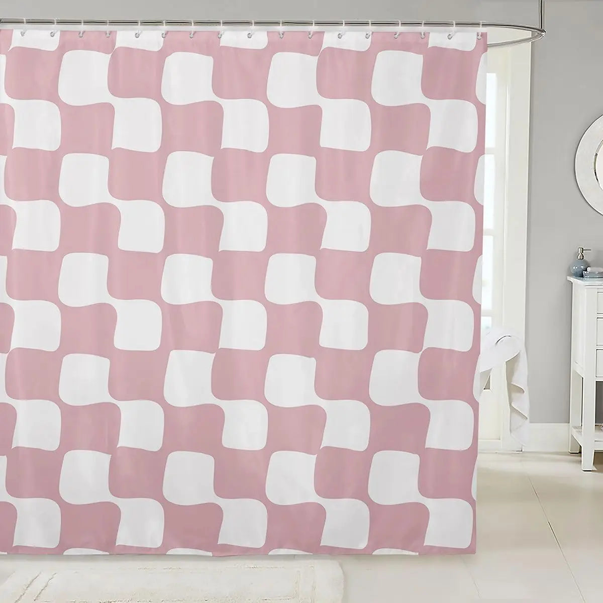 Checkered Grid Shower Curtains Buffalo Plaid Bathroom Curtain for Kids Women Men Black Brown Bathroom Accessories Geometric
