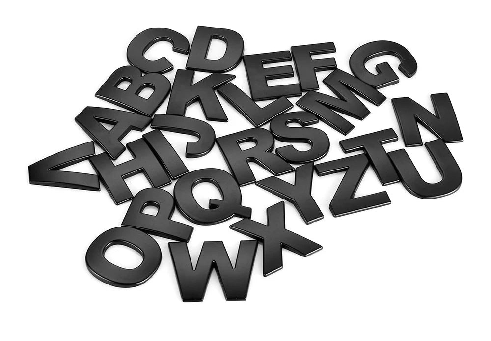 45mm 3D Metal DIY Letters Alphabet Emblem Chrome Car Stickers Digital Badge Automobiles Logo Car Accessories Motorcycle sticker