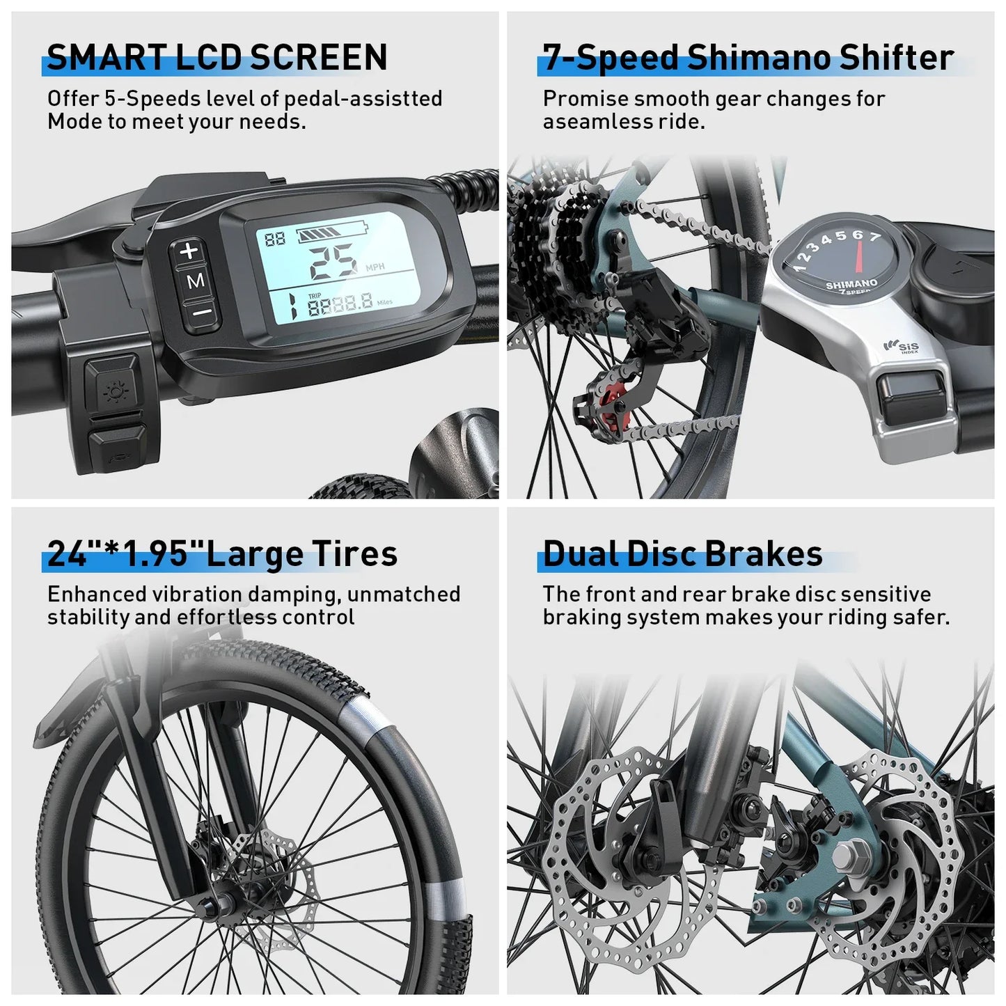 Aairsk GT300 Adult E-bike 250W Motor 36V 10Ah Battery Electric Bike 26 Inch Fat Tire E-Mountain bike Off-road Electric bicycle