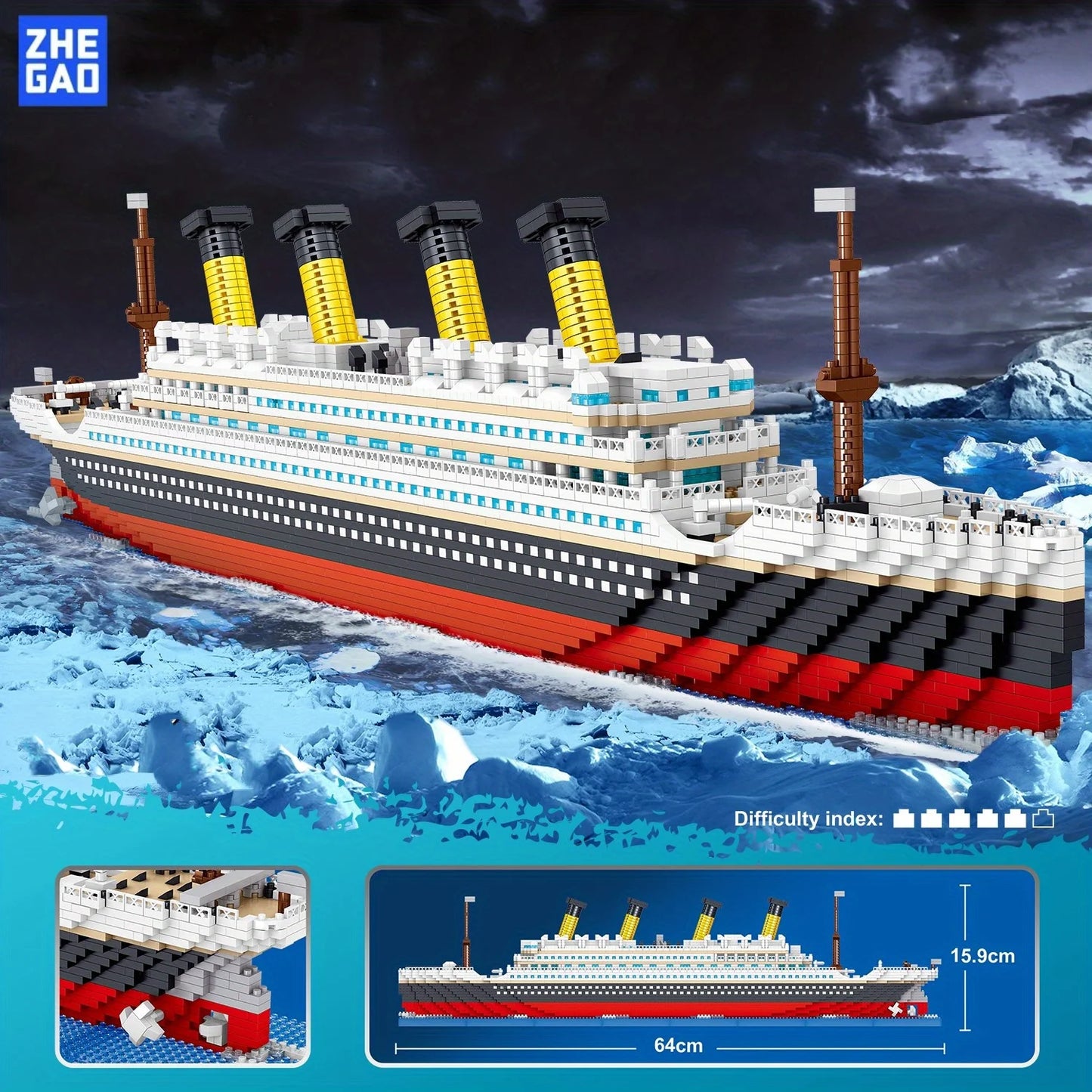 4404PCS Titanic Building Blocks Cruise Ship Mini Assemble Bricks Model DIY Toys Kits Desktop Decoration Holiday Gifts For Adult