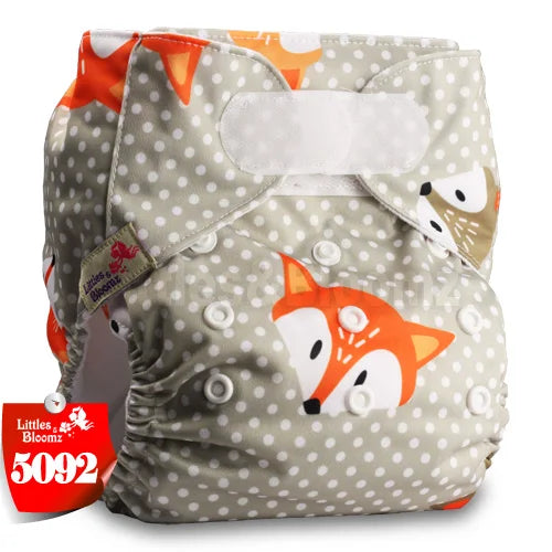 [Littles&Bloomz] Baby Washable Reusable Real Cloth STANDARD Hook-Loop Pocket Nappy Diaper Cover Wrap, suits Birth to Potty
