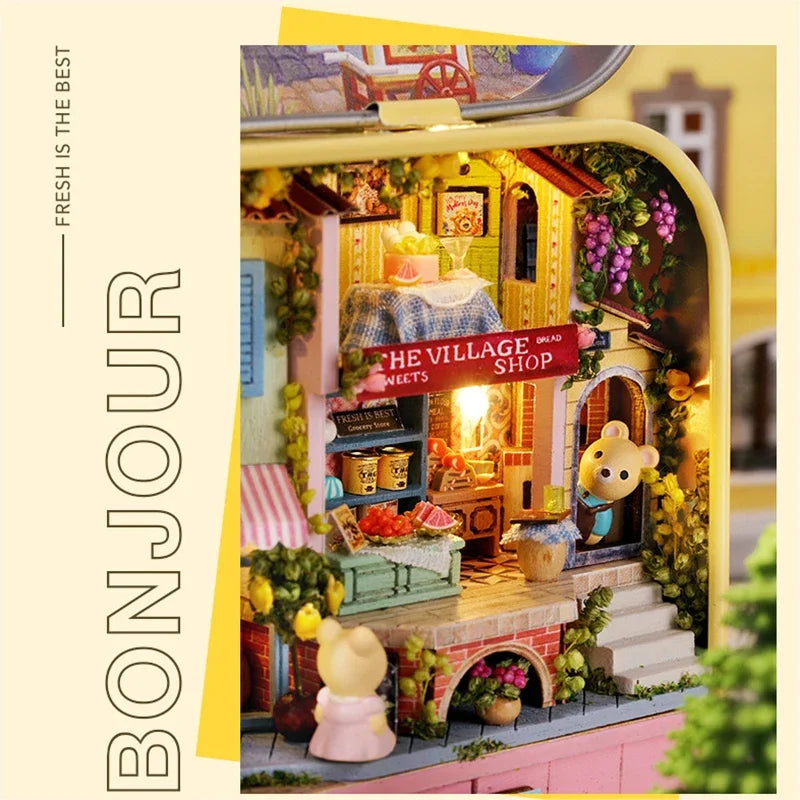 DIY Wood DollHouses Handmade Funny Box Theatre Miniature Box Cute Doll Houses 3D Puzzle Assembly Kits Birthday Gift Wooden Toys