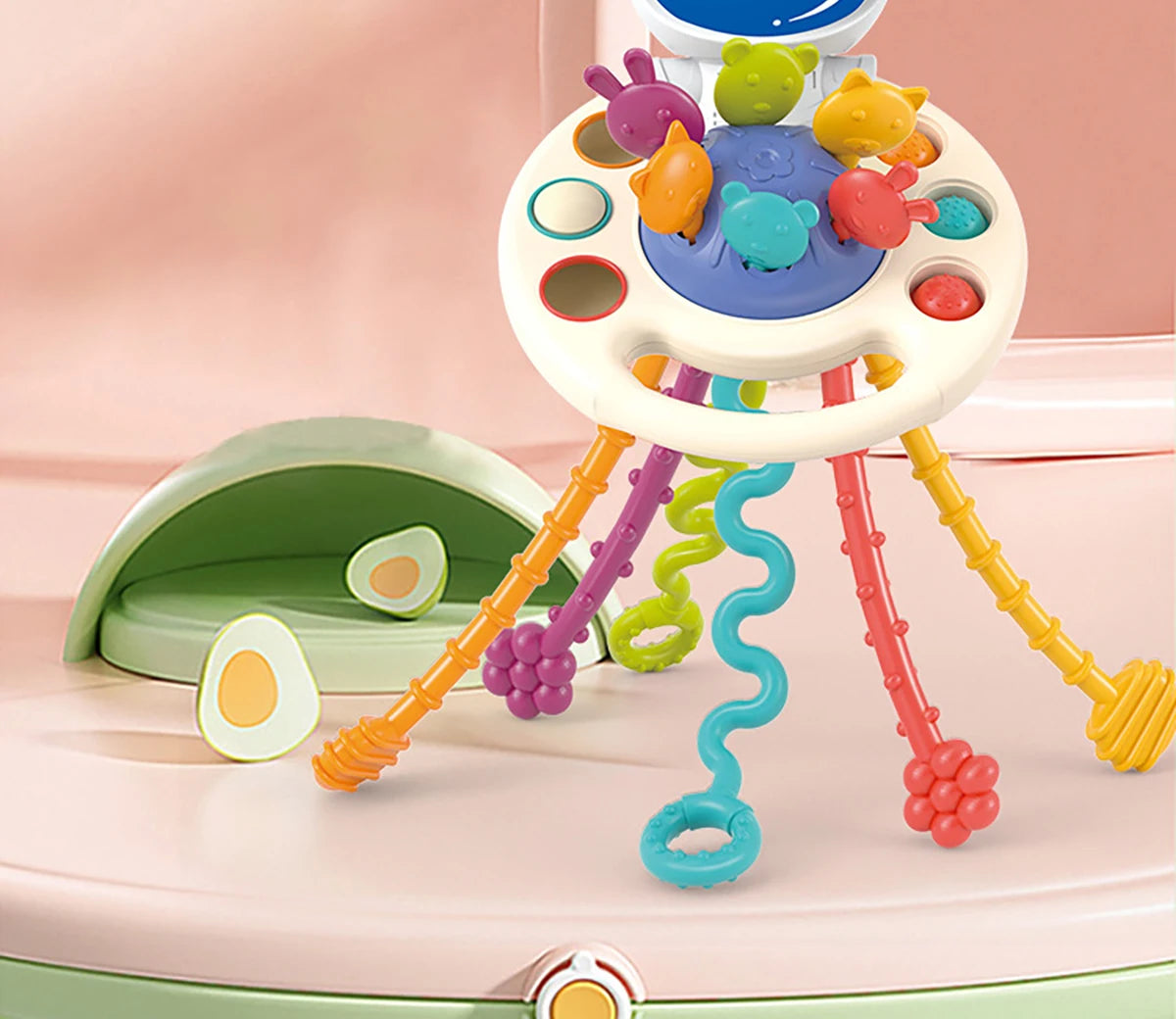 Activity Development Pull String Toys Silicone Teething Rattle Educational Learning Toy Baby Sensory Montessori Toys gift