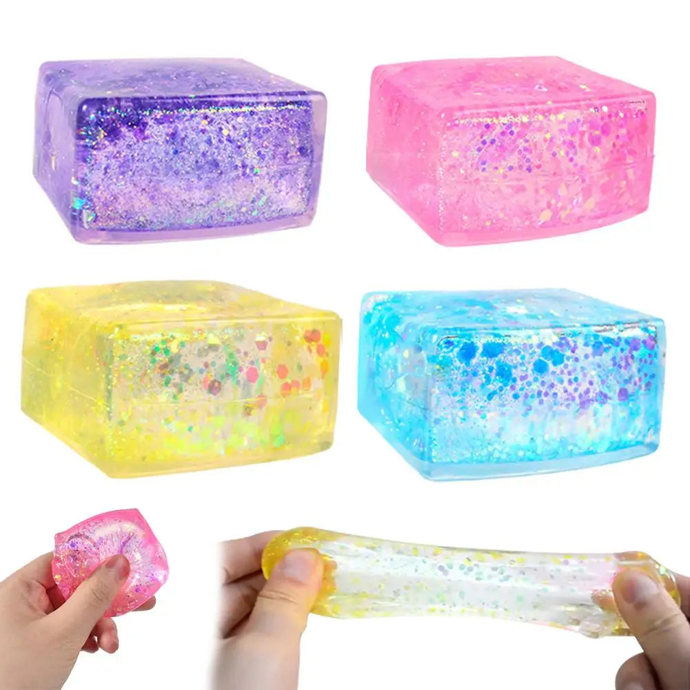 Glitter Duck Squishy Stress Relief Toy | TPR Material | Random Color | Soft Squeeze Fidget Toy for Anxiety Relief | Portable