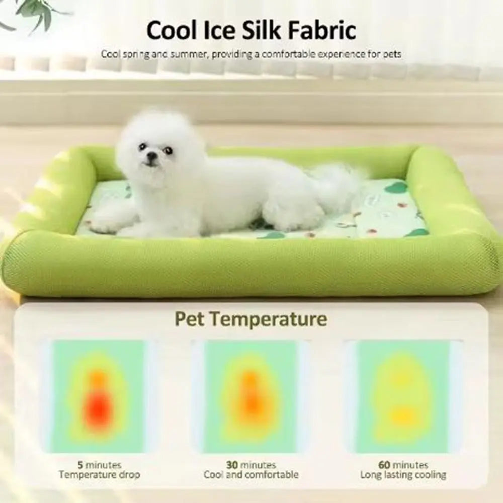 Square Cooling Puppy Bed Breathable Soft Dog Sleeping Pad Neck-protecting Dirt-resistant Pet Cooling Mat for Dogs Cats