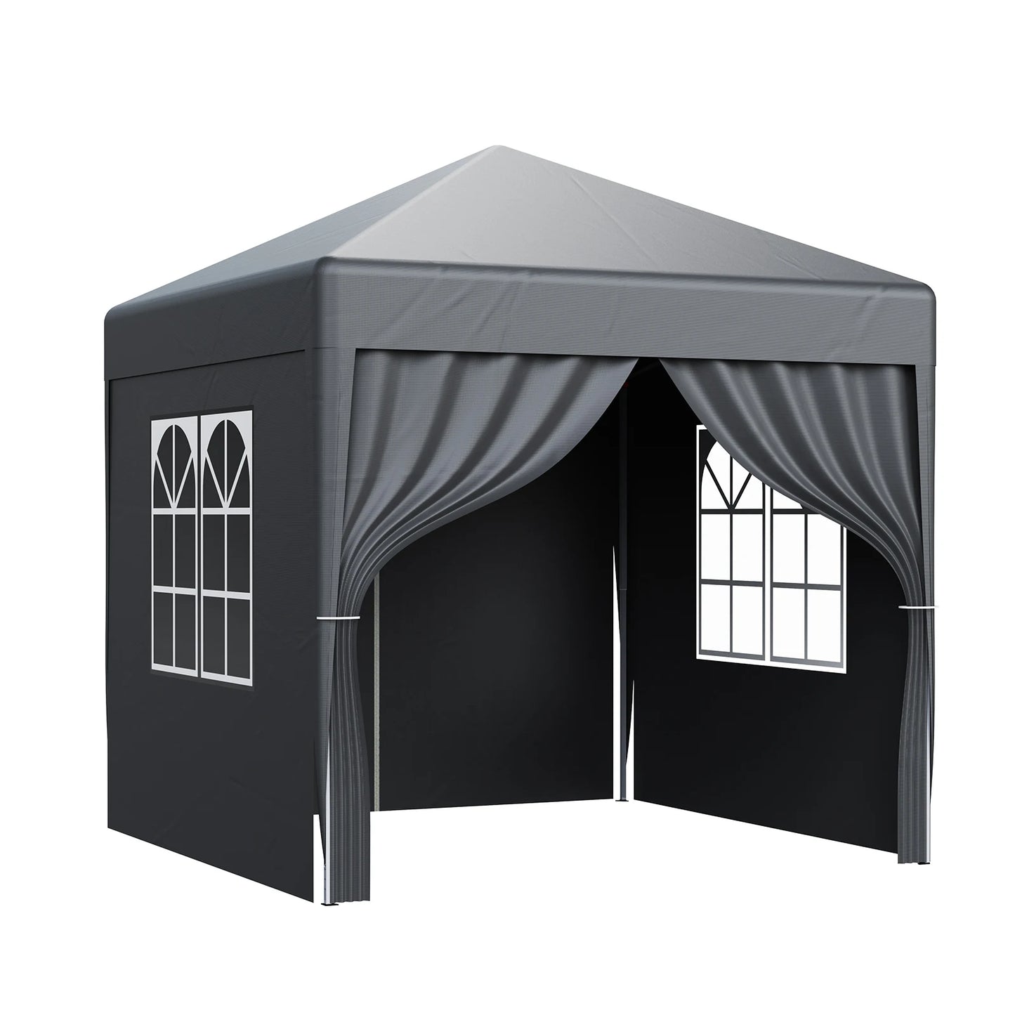 LOEFME 2x2M Pop Up Gazebo Waterproof Windproof Portable Outdoor Canopy Sun Shelter Removable 4 Sides Cloths Garden Camping Tent