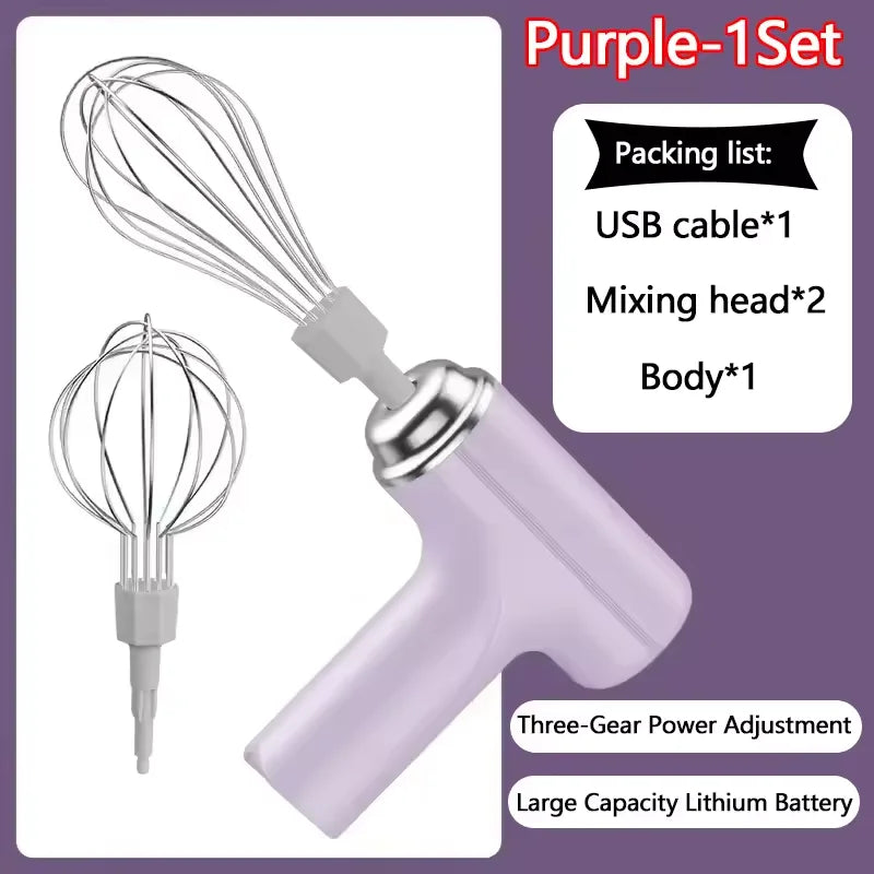 Handheld Electric Egg Beater Wireless Rechargeable Milk Frother Coffee Drink Mixer Milk Foamer Kitchen Tool For Cakes