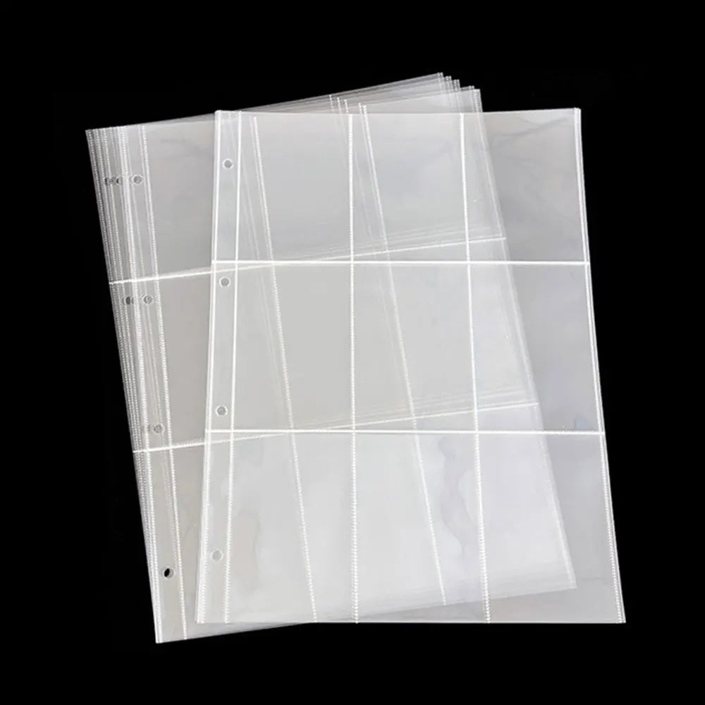 A4 Clear 10 Pcs Photo Album Refill Pages File Protector 4/11 Holes 6×4 8×10 4/11 Ring Binder Photocards Postcard Card Notebook