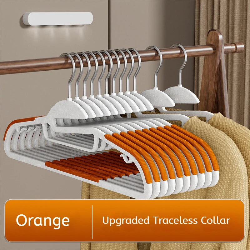 10Pcs Black/Orange/Grey Multifunctional Wet and Dry Household Hanger Suitable for Hanging Clothes Bedroom Wardrobe Anti-Slip