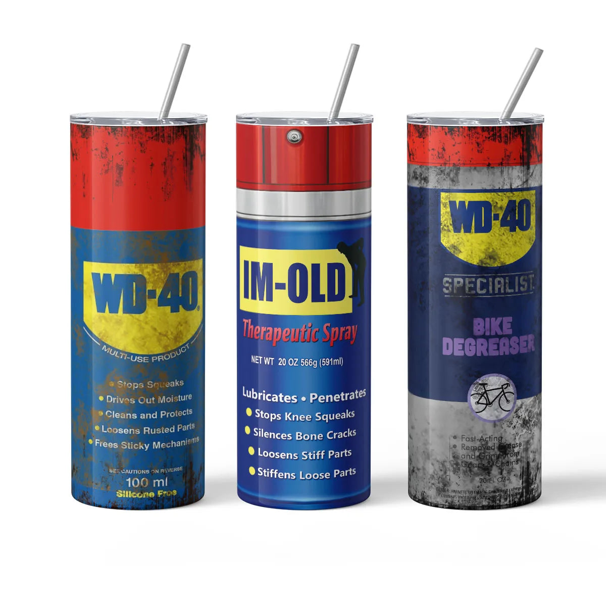 20oz tumbler 600ml Spray Can Tumbler with Lid & Stainless Straw | WD-40 Inspired & IM-OLD Parody Insulated Mug