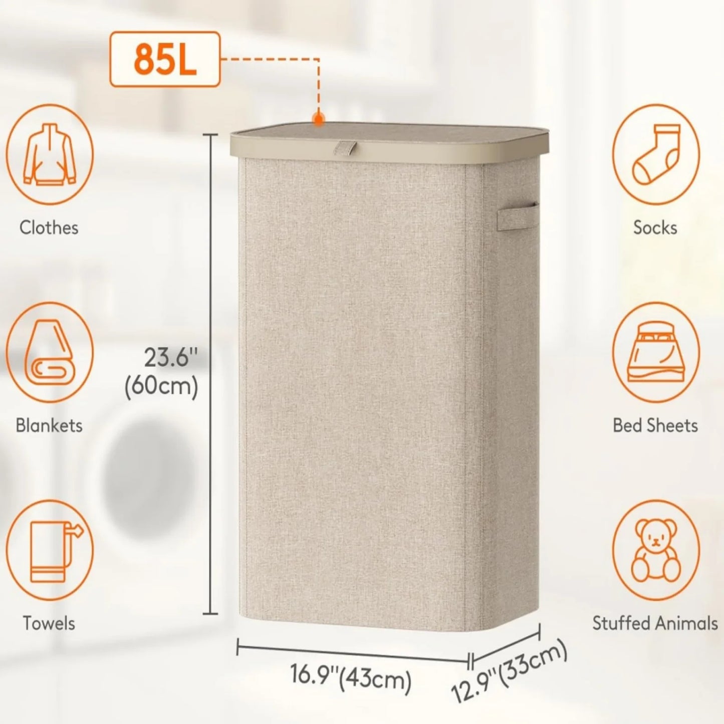 1PC Laundry Basket With Wheels And Lid,Closed Laundry Hamper,Suitable For Bedrooms,Bathtubs,Laundry,Dormitories