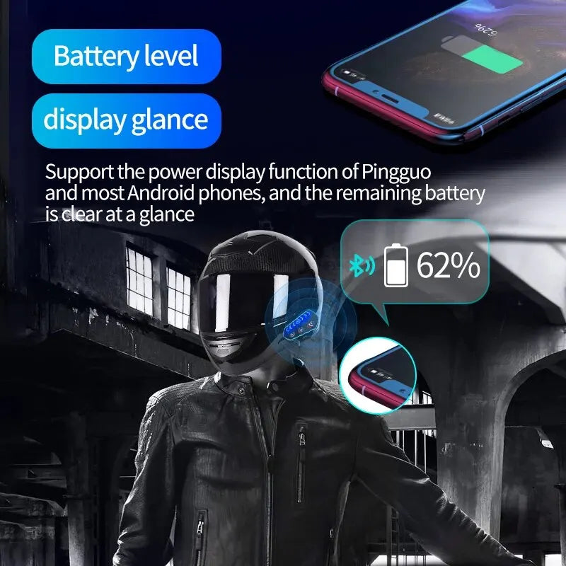 A10 Motorcycle Helmet Bluetooth Headset Wireless V5.0 Waterproof Handsfree Call Music Earphone 1000mAh Riders Moto GPS Headphone