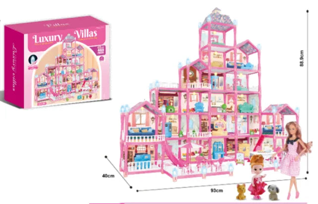 Girls Villa Castle Model Building Block Sets  DIY Bricks Toys  Doll house Villa Children Pretend Play Toys for Girls Gift