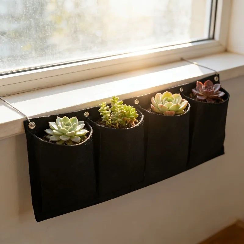 Black Felt Plant Grow Bag, Wall-Mounted Flower Growing Bag for 8 Scenarios, Non-Woven Fabric Wall Greening Felt Planting Bag