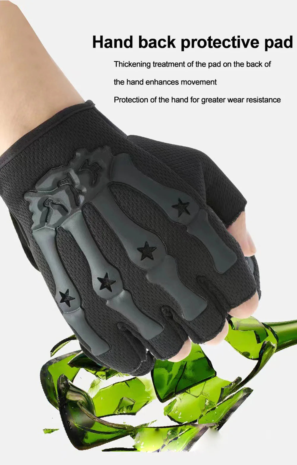 Tactical Riding Fingerless Gloves Non-slip Half Finger Gloves for Motorcycle Cycling Climbing Hiking Hunting Outdoor Sports