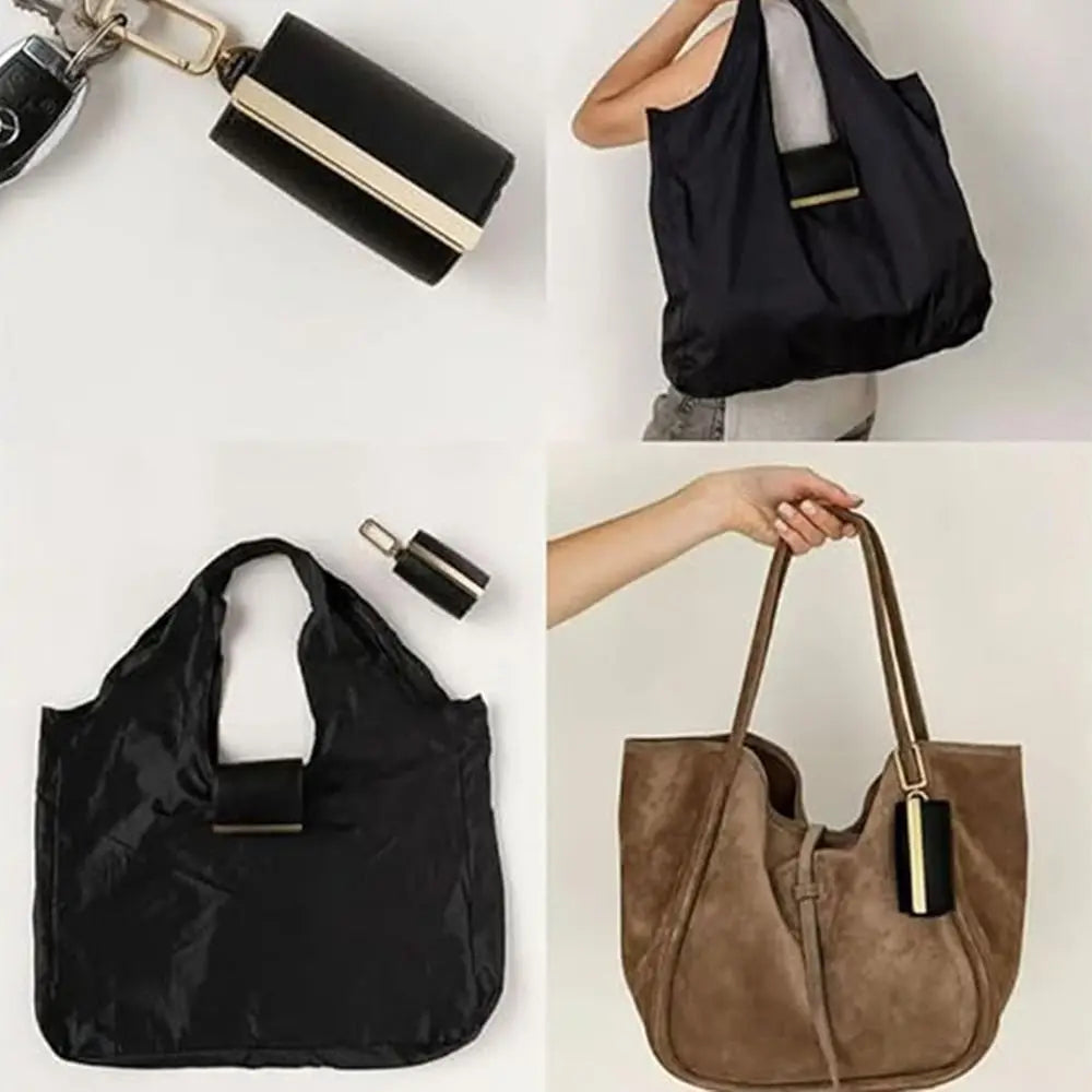 Mini Keychain Tote Bag Foldable with Key Ring Supermarket Eco-Friendly Bag Large Capacity Reusable Shopping Bag