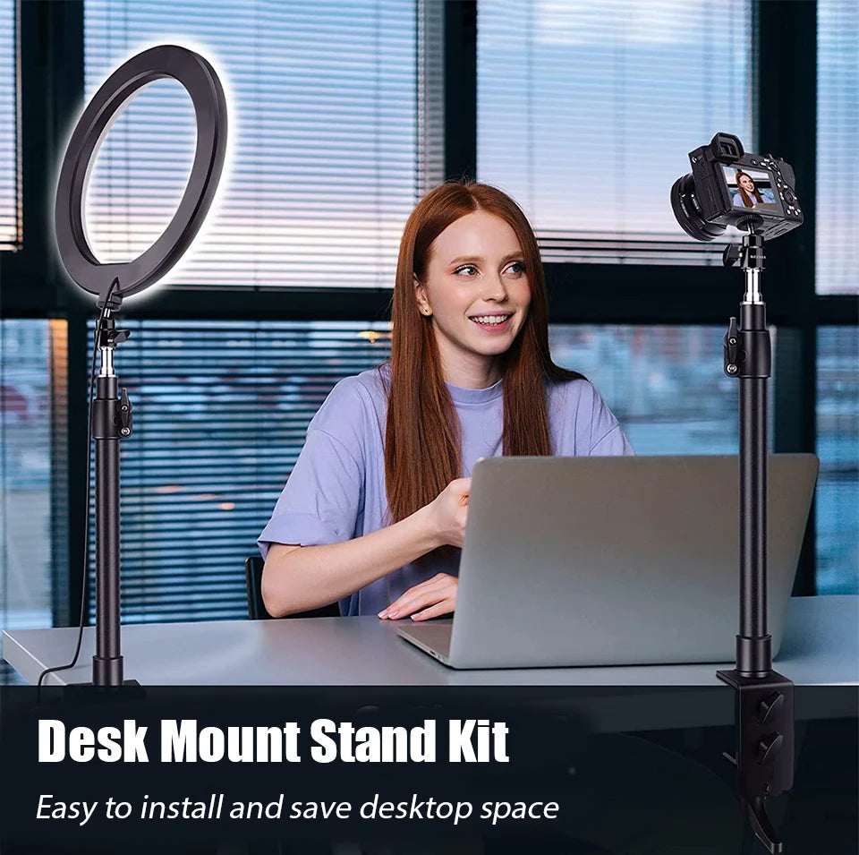Desk Mount Stand DSLR Camera C Clamp Light Stand Photographic Light Boom Stand With Ball Head for Phone Video Ring Light Zoom