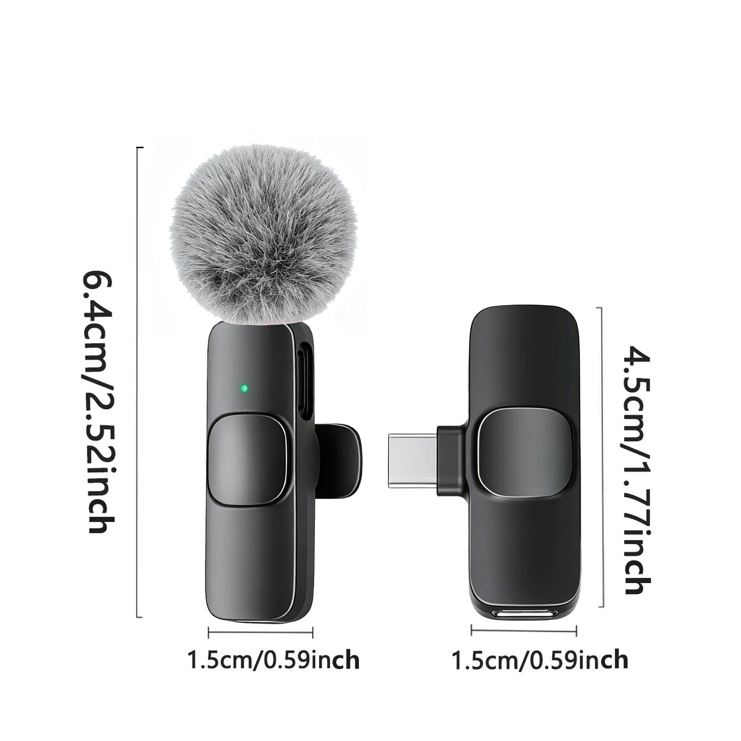 Type-C Port Professional Wireless Lavalier Microphone for Smartphones, Computers and Cameras, Plug and Play