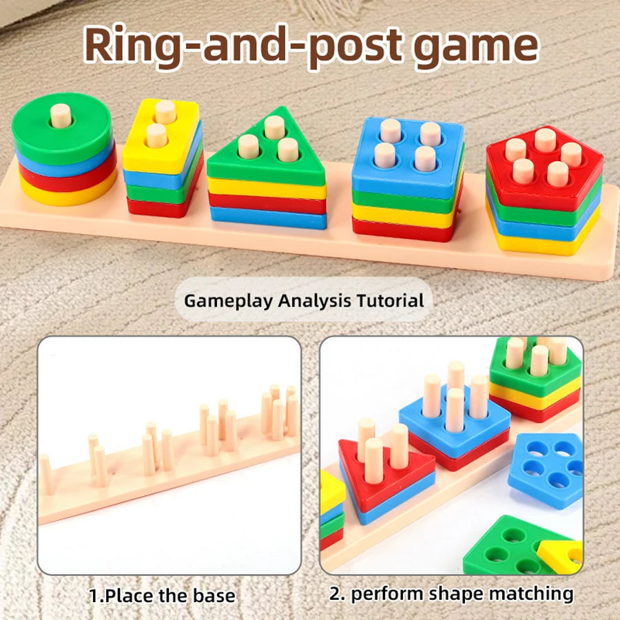 1set- Early education equipment geometric set columns, infant and child intelligence assembly building blocks boy/girl toys