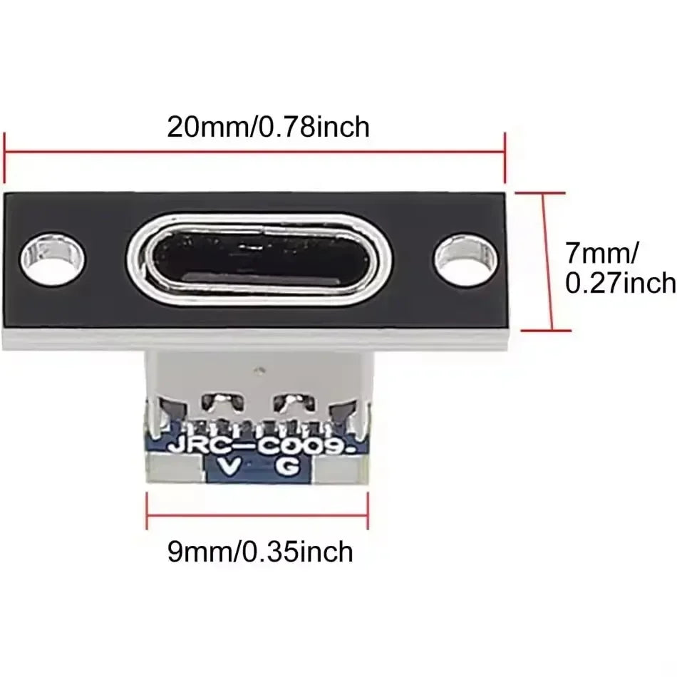 USB 3.1 Type C Socket with Screw Fixing Plate Type-C USB Jack 3.1 Type-C 4Pin 2Pin Female Connector Jack Charging Port