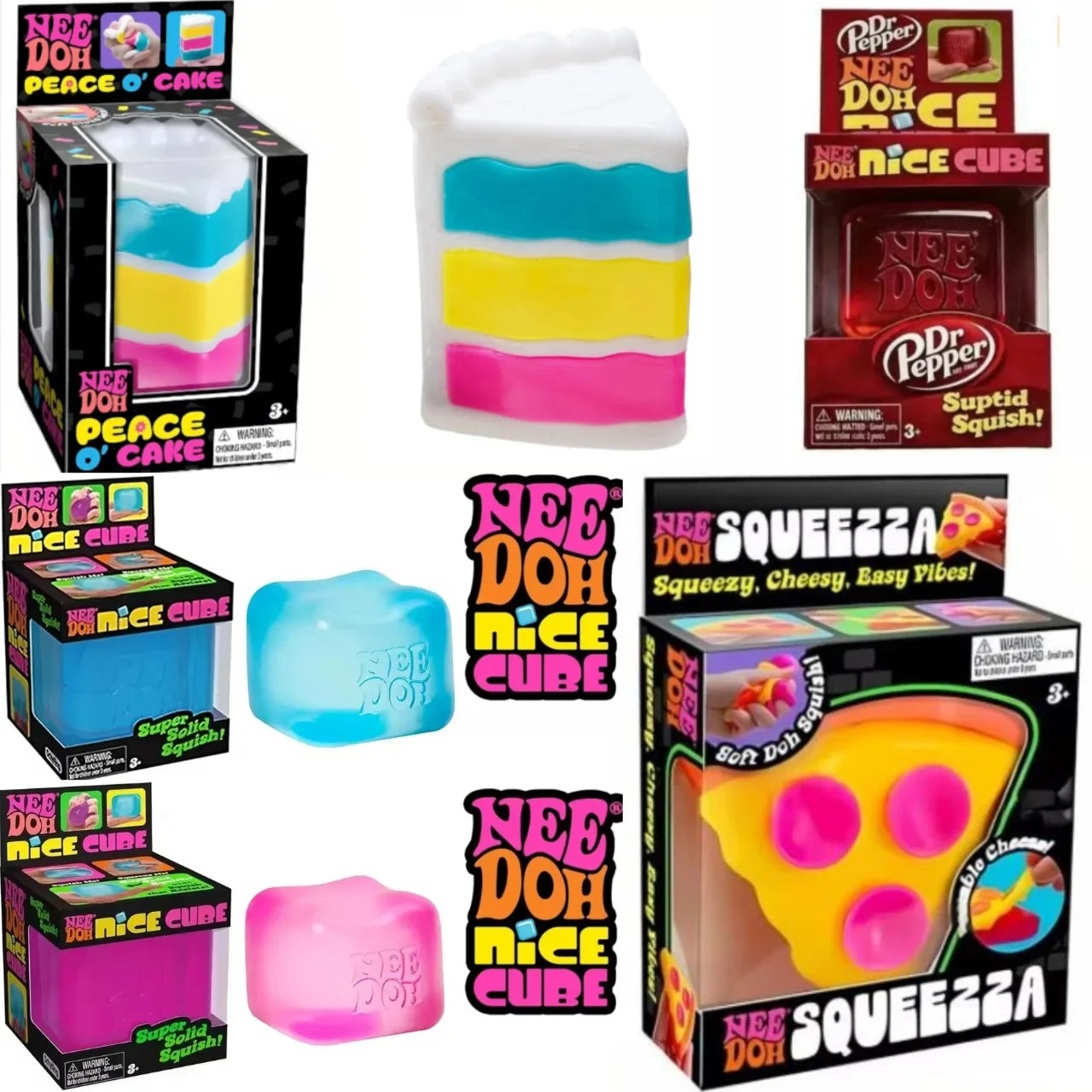 Schylling Sensory Squishy Cube, NeeDoh Nice Cube & Nice-Sicle Design, Stress Relief Anti-Anxiety Focus Toy for ADHD
