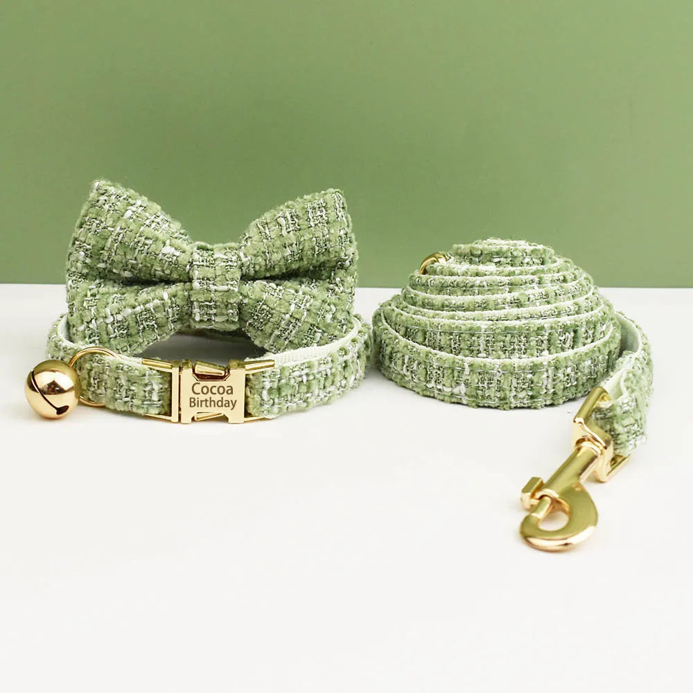 Personalized Metal Hardware Cat Collar And Leash Set with Bell Engraving ID Tag for Kittens Pet Accessories