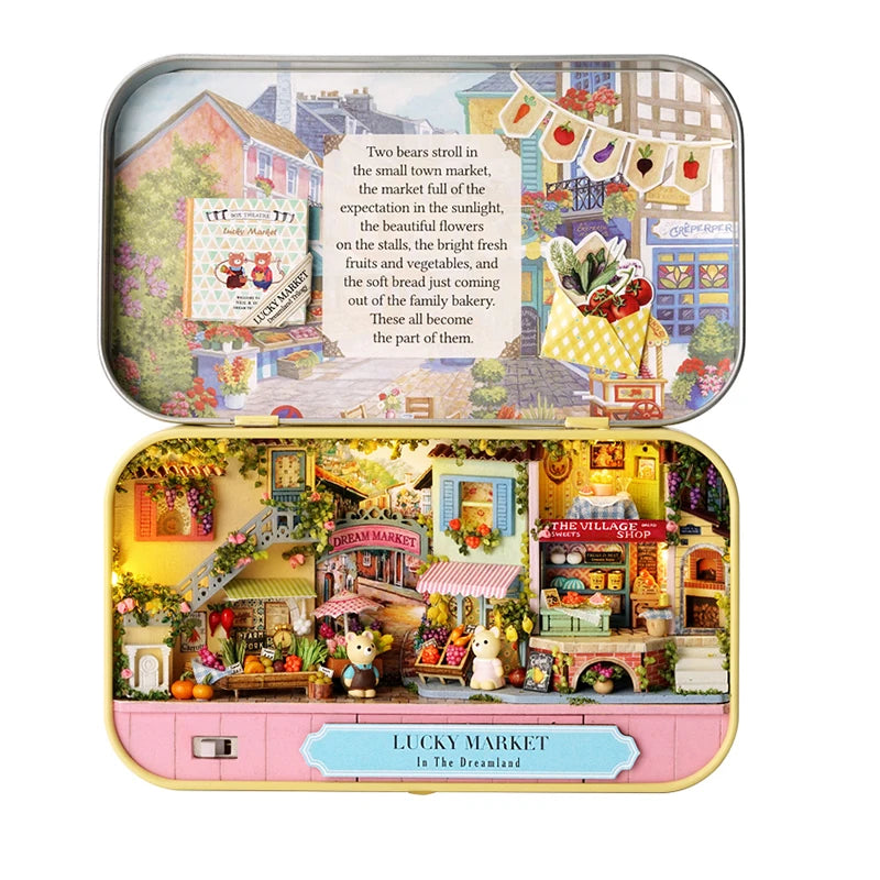 DIY Wood DollHouses Handmade Funny Box Theatre Miniature Box Cute Doll Houses 3D Puzzle Assembly Kits Birthday Gift Wooden Toys