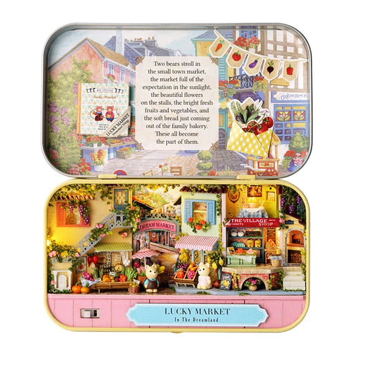 DIY Wood DollHouses Handmade Funny Box Theatre Miniature Box Cute Doll Houses 3D Puzzle Assembly Kits Birthday Gift Wooden Toys