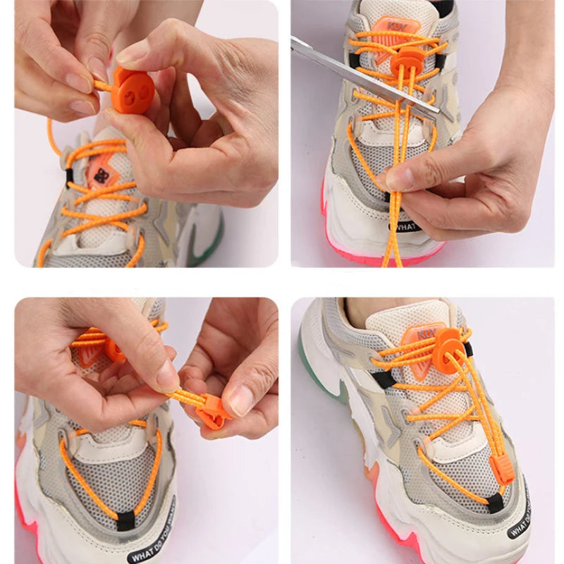 1Pair/3Pair Round Elastic Shoelace No-Tie Shoelaces for Sneakers and Casual Shoes Quick-On Quick-Off Laces