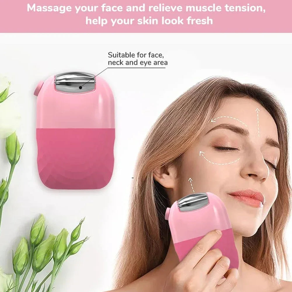 2 In 1 Ice Facial Roller Gua Sha Puffiness Roller Lifting Contouring Tools Ice Cube Trays Ice Balls Face Massager Beauty Care