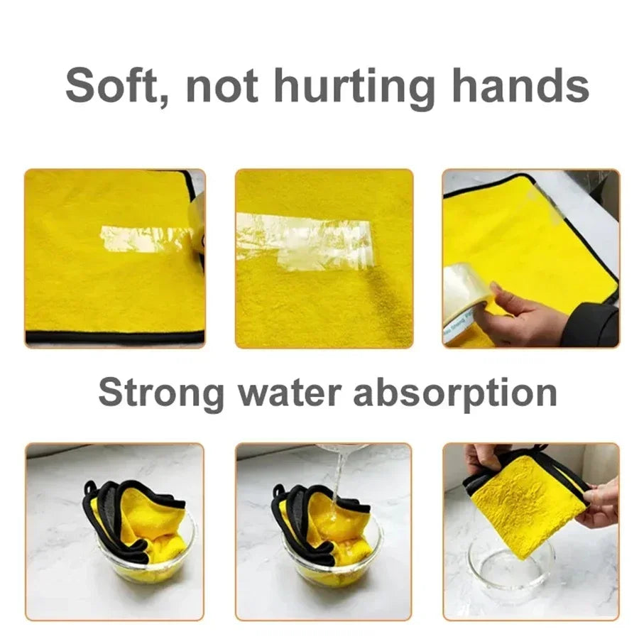Double Layer Wash Cloth Microfiber Car Cleaning Towels 30X60cm 1/2/3/6/10pcs Soft Quick Drying for Windows Mirrors Wiping Rags