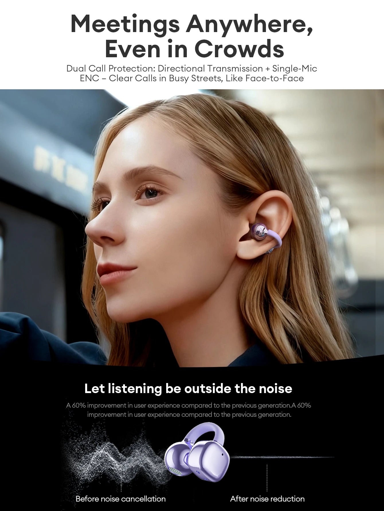 Lenovo Open Ear Wireless Earbuds Bluetooth 6.0 Comfort Clip On Gaming Sports Earphones LED Digital Power Display RS119 Pro